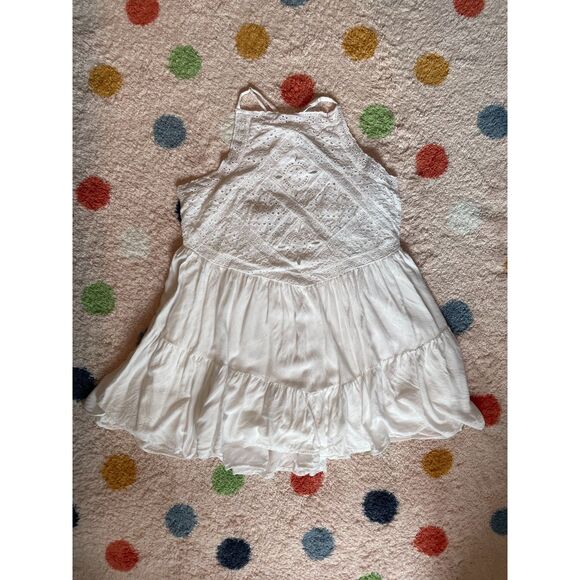 Lulus Imagination Cream Eyelet Lace Mini Dress Size M Cottage Vacation Boho - Picture 2 of 6